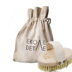 Щетка для массажа сухого тела EkoDetale с льняным мешочком