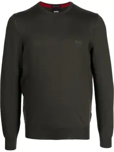 Джемпер тонкой вязки с вышитым логотипом BOSS, зеленый