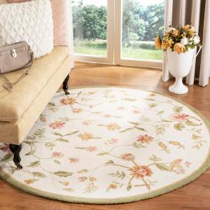 Круглый ковер 168 x 168 см SAFAVIEH Chelsea Collection Ivory HK263A ручной работы в стиле французского кантри из шерсти