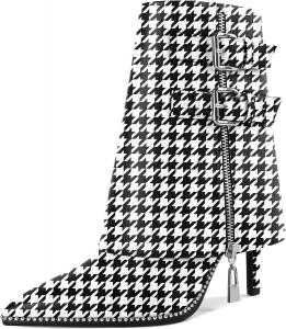 Женские сапоги Mettesally с отворотом, широкие, средней длины до икры, на высоком каблуке-кубике, расшитые бусинами, с молнией, с заостренным носком, женские ботильоны