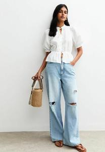 Блуза New Look CRINKLED TIE NECK, Cream/White