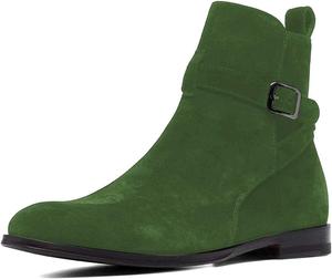 Женские ботильоны FSJ с круглым носком, низким широким каблуком, из замши, с эластичной пряжкой, классические повседневные, размеры 4-15 US, Green