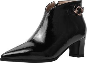 Женские ботильоны с заостренным носком, боковой молнией и устойчивым каблуком Renessmi, Black 3