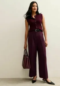 Брюки классического кроя с широкими штанинами и поясом New Look, Burgundy