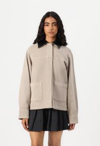 Джинсовая куртка CONTRAST COLLAR JACKET Gina Tricot, бежевый