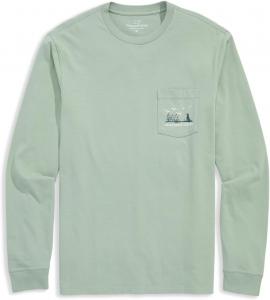 Мужская футболка Marsh Dog с длинным рукавом и карманом Vineyard Vines, Dune Grass