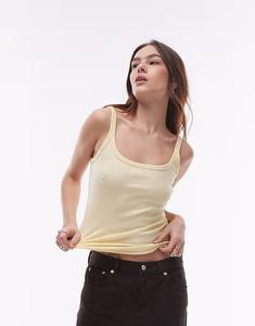 Узкий топ Topshop с овальным вырезом на бретелях цвета пахты