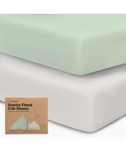 Простыни для детской кроватки Soothe, 2 шт. Нейтральные, органические простыни для детской кроватки, подходят для стандартного детского матраса KeaBabies, зеленый