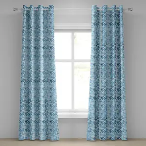 Синяя штора на люверсах ABAKUHAUS, нарисованные вручную круги, круглые мотивы, акварельный ритмичный узор, декоративные двухпанельные шторы, 280 см x 245 см, светло-голубой Abakuhaus