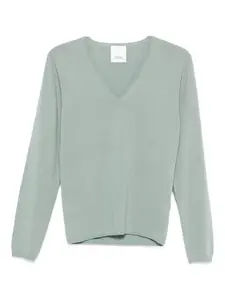 Свитер с V-образным вырезом ALLUDE, зеленый