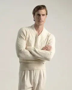 Мужской шерстяной свитер для крикета PuroEgo, светло-бежевый