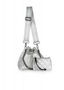 Женская стеганая сумка-ведро Lindsey в цвете Vapor Silver HAUTE SHORE