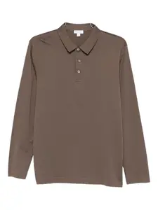 Поло на пуговицах Sunspel, коричневый