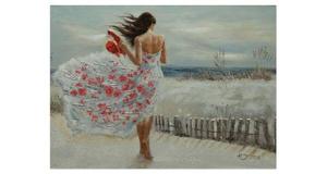 Акриловая картина ручной работы KUNSTLOFT Umhüllender Wind цвет braun/weiß