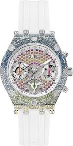 GUESS женские спортивные часы Crystal Crystal Cut-Thru 38mm, White/Silver Tone/White