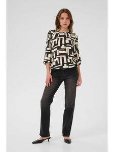 Kaffe Блузка с длинными рукавами KAlorina, стандартный крой, черно-белый графический принт