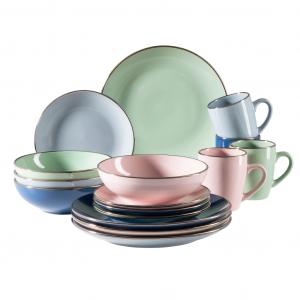 Сервировочный набор Kombiservice МЕТАЛЛИЧЕСКИЙ КАНТ, посуда, каменная керамика Mäser, мультиколор