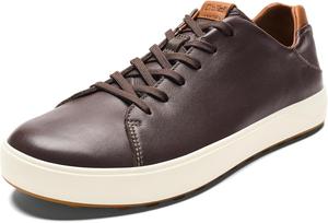 Мужские гольф-туфли OLUKAI Wai'alae, без шипов, из мягкой кожи полного зерна с анатомической стелькой, водонепроницаемые и устойчевые к пятнам, Dk Wood/Dk Wood