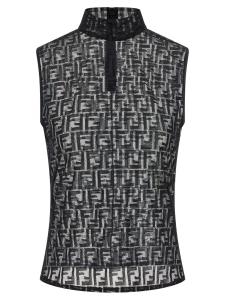 Кружевной топ с монограммой «FF» FENDI, черный