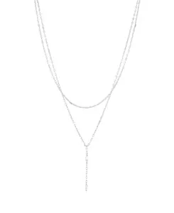 Двухслойное Y-образное ожерелье с кубическим цирконием And Now This, silver