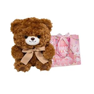 Плюшевая кукла Dandy Bear Dolls высотой 30см/40см Fat Fat Dragon, Clumsy Bear-Brown+Birthday Exclusive Bunny Shopping Bag