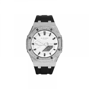 G Shock GA 2100 40mm Casio, серебро белый warrior (frost серебро черный)