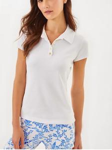 Верхняя часть поло Luxletic Frida Scallop Upf 50+ в курортном белом цвете Lilly Pulitzer