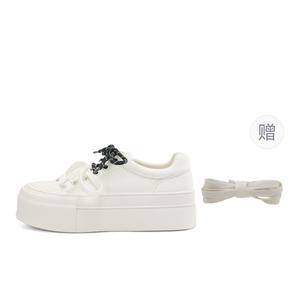 OCCAMAN Легкие низкие скейтерские туфли для женщин с эффектом увеличения роста - белая овчина стелька+1 пара однотонных шнурков, цвет White Sheepskin Insole+1 Pack Solid Color Shoelace