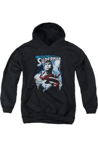 Супермен Защитник Земли молодежная толстовка с капюшоном Gildan, черный