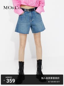 Джинсовые шорты Mocoс высокой талией в стиле ретро, синий