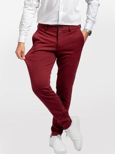 Узкие брюки со складками TEESHOPPEN, бордовый