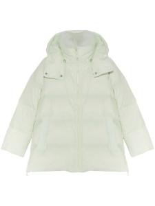 Пуховик Yves Salomon с отделкой из овчины, зеленый