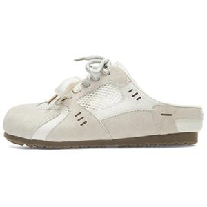 Кожаные лоскутные сандалии с закрытым носком, женские, 4 см AGSDON, Greige