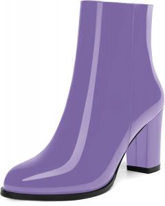 Женские модные повседневные осенне-зимние сапоги ROSERWISH с круглым носком, боковой молнией, на массивном каблуке, высотой до щиколотки, каблук 3,5 дюйма