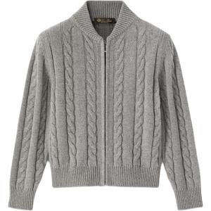 Детский свитер с воротником-стойкой Loro Piana, glacier sky color