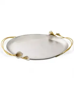 Овальный поднос с ручкой в виде каллы Michael Aram, silver