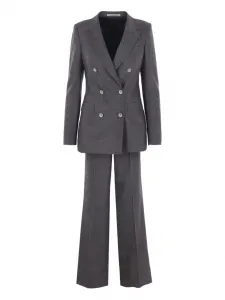 Двубортный костюм с елочным узором TAGLIATORE, серый