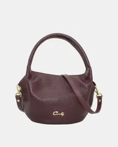 Мини-сумка тоут из кожи Монтго с молнией Cats, бордовый