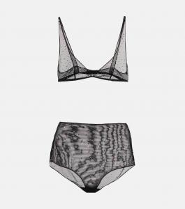 Комплект из бюстгальтера и трусиков, украшенных драгоценными камнями Oséree, Black Multicolor