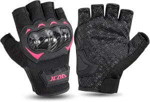 Летние мотоциклетные перчатки без пальцев для женщин, женские мотоциклетные перчатки без пальцев, с мягкой подкладкой, противоударные перчатки для велосипеда и горного велосипеда с сенсорным экраном MOTOCENTRIC, pink