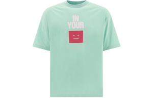 Футболка с принтом логотипа на лице Acne Studios, зеленая