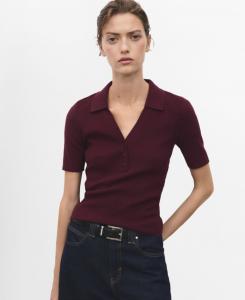 Женский свитер тонкой вязки с воротником-стойкой MANGO, Wine