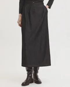 Юбка миди в стиле деним с защипами и карманами Nice Things, серый