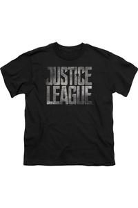 Футболка с коротким рукавом для подростков с металлическим логотипом "Лиги справедливости" Gildan, черный