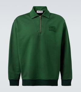 Хлопковый джерси свитшот с логотипом Miu Miu, Verde