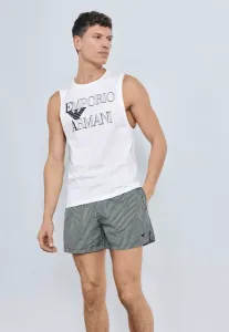 Пижамная блузка без рукавов с ярким логотипом Emporio Armani, White