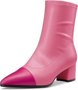 Ботильоны Castamere с массивным каблуком средней высоты, заостренным носком и закрытым мысом, короткие с молнией, для вечеринок, базовая классика, каблук 2,0 дюйма, Peach