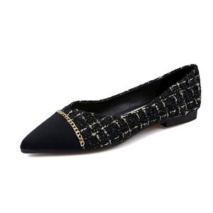 Повседневные однобортные туфли женские QITUMAUL, Black[Heel Height 1Cm]