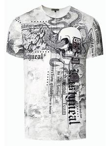 Футболка байкера, выцветшая, с белыми принтами по всей поверхности Rusty Neal