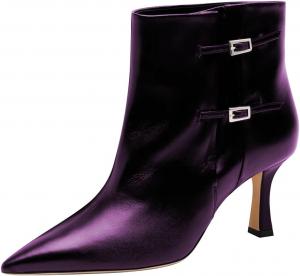 Женские ботильоны FYS с острым носком, на среднем каблуке, короткие, с ремешками и пряжкой, для офиса, вечеринок и клуба, размеры 4-16 US, Purple